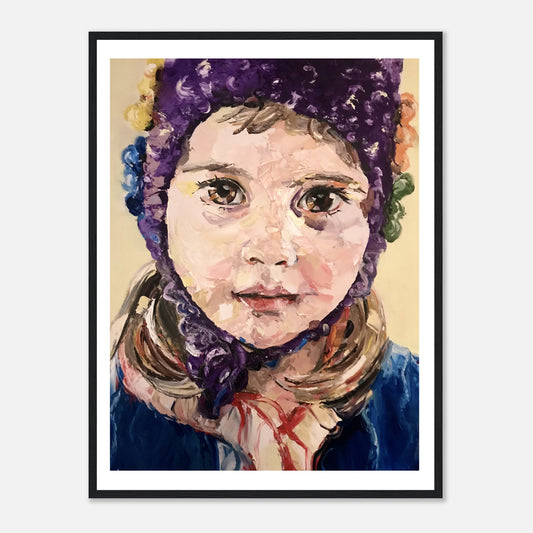 Girl With Purple Purse Premium Matte Paper Wooden Framed Poster